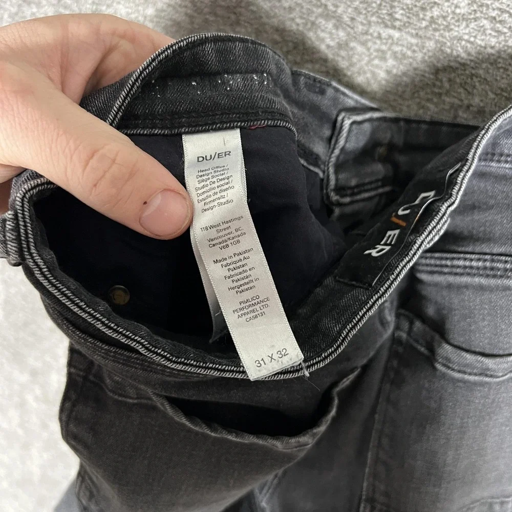Duer L2x Slim Fit Jeans Mens 31x32 Black Grey Slim Fit Stretch Denim Performance